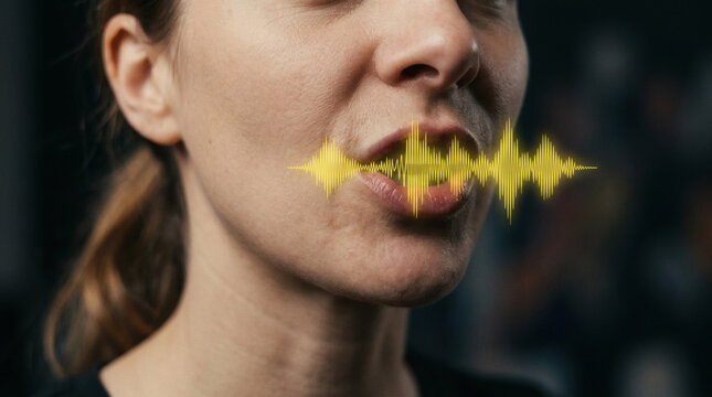 Woman with zipped lips and silence.