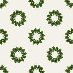 Broadleaf plantain wreaths in a seamless botanical pattern on neutral background, perfect for invitations, wallpaper © PinkBirdDesign