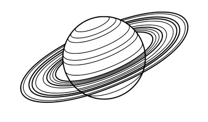 SEO Title Saturn Planet Outline Icon Vector Astronomy and Space Illustration © Fatik