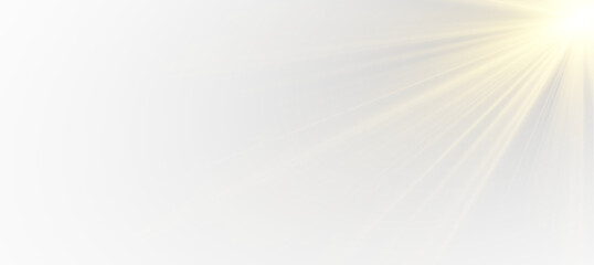 Beautiful morning sunlight rays with isolated lens flare effect, radiant sunburst for outdoor landscape mockup or summer sale poster layout, premium design resource vector and png. © Denis_STOCK