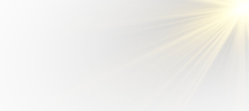 Beautiful morning sunlight rays with isolated lens flare effect, radiant sunburst for outdoor landscape mockup or summer sale poster layout, premium design resource vector and png.