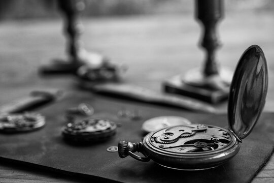 Vintage watchmaker's workshop, watch repair
