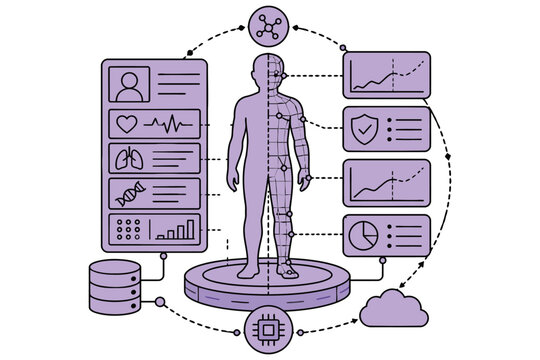 Digital human health data system illustration