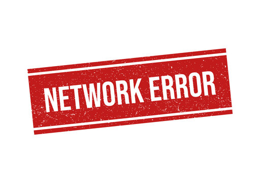Red grunge rubber stamp style network error sign on a flat surface
