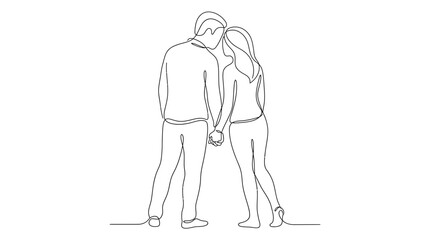 Obraz premium Continuous line drawing of a romantic couple holding hands.