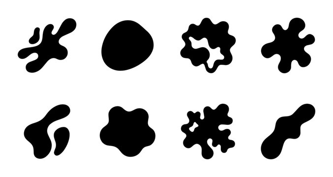 Abstract Organic Shapes, Blob Elements, Irregular Forms, Fluid Blobs, Black Vector Set for Design