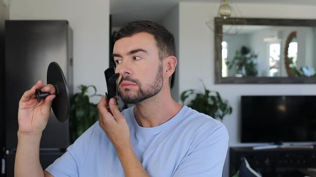 Man using "Threading" as a method for hair removal 