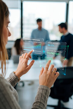 Business analyst comparing strategic decision scenarios