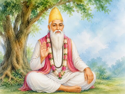Kabir jayanti poster design in watercolor style. 