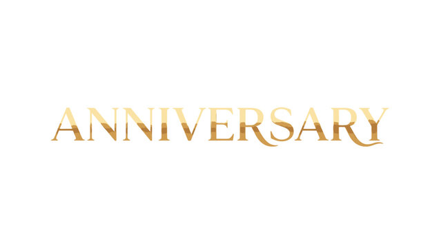 Golden gradient "ANNIVERSARY" text with elegant typography, celebrating a special occasion, on an isolated white background.