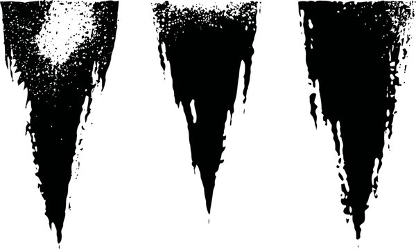 grunge abstract triangle shapes with rough textured edges in black ink design