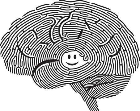 Fingerprint Mind Path Concept with Positive Cognition and Emotional Intelligence Illustration