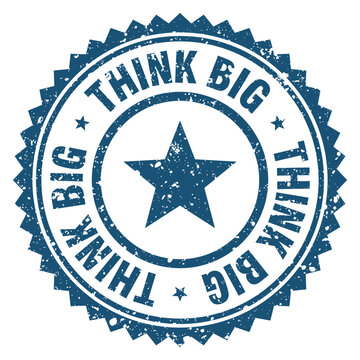 think big blue grunge round stamp. think big stamp