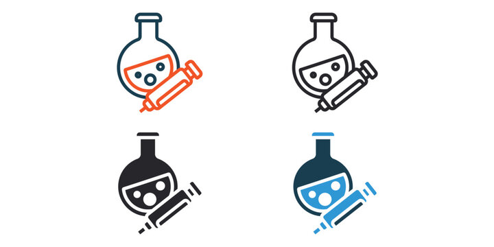 lab icons outline and Flat Style,transparent background