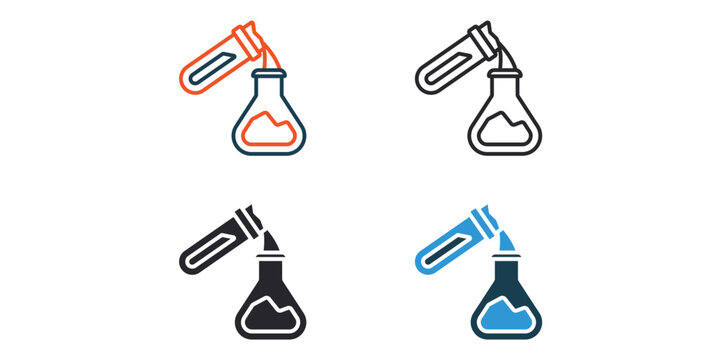 test icons outline and Flat Style,transparent background