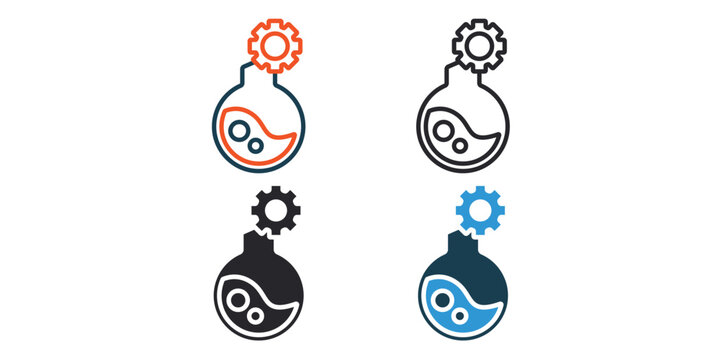 experiment icons outline and Flat Style,transparent background