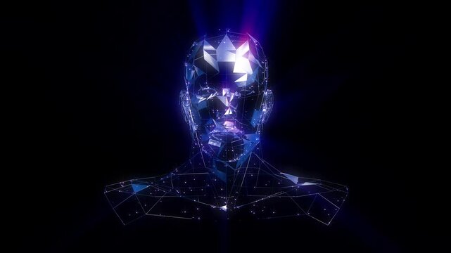 Digital cyber robot head of a male