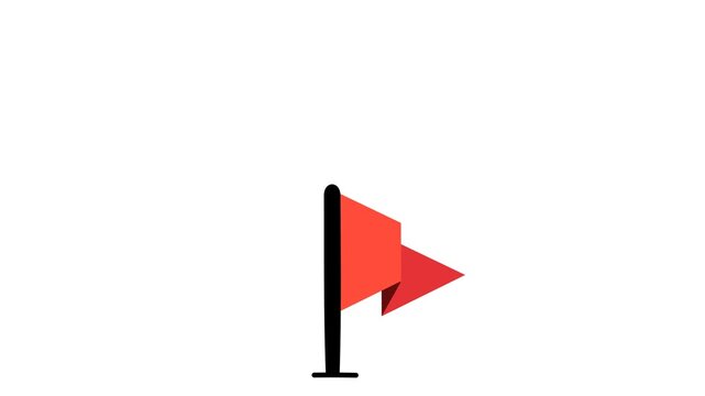 Pushpin, flag pin, thumbtack for office board, graphic animation. Alpha channel. Transparent background motion design. 4K resolution