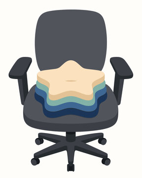 Orthopedic star shaped seat cushions on office chair designed for comfortable sitting, posture correction, and tailbone pressure relief in the workplace