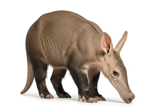 Aardvark, orycteropus afer, standing against white background, isolated on white background