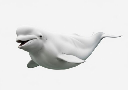 Beluga whale swimming isolated on white background the white whale, also known as the sea canary, is an arctic and subarctic cetacean species