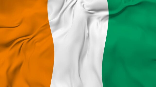 C&ocirc;te d'Ivoire flag animation seamless loop. 4k Resolution