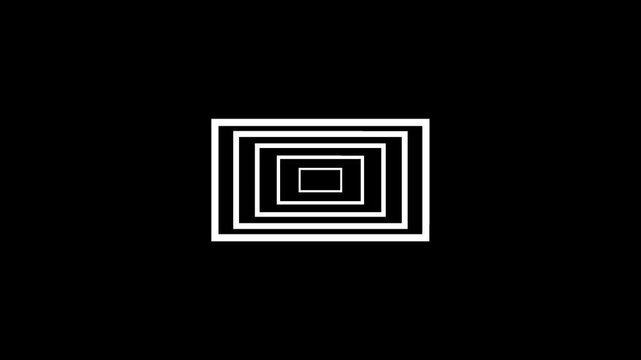 Abstract Infinite Rectangle Tunnel Animation with Black and White Geometric Frames