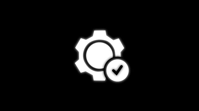 setting icon animation. Gear Sign icon or Cog settings sign for web and app. Simple white setting gear icon isolated on black background 4k video.