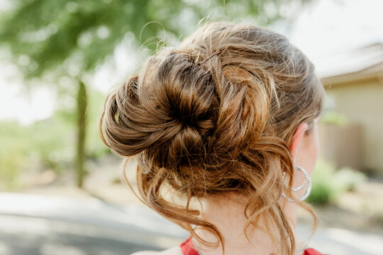 Portrait of styled hair on a young woman