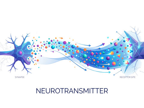 Neurotransmitter molecules traverse the synaptic gap from the neuron terminal to the receptor site, demonstrating the fundamental biological communication process that occurs within the human nervous.