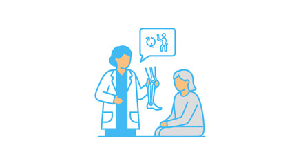 Fototapeta premium Doctor Consulting Patient About Knee Joint Health and Rehabilitation