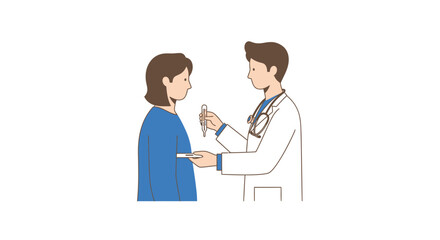 Obraz premium Doctor Examining Patient with Thermometer, Healthcare Concept, Medical Checkup