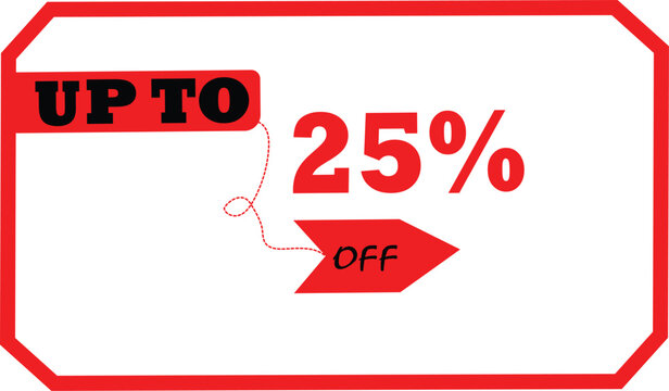 Up to 25 percent off sale discount arrow graphic