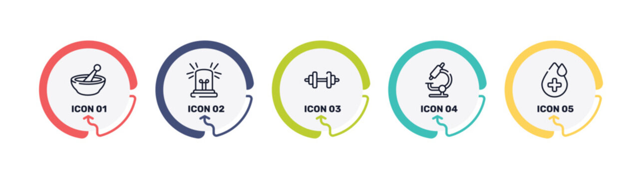 in the hospital outline icon set featuring phary, emergency light, weight, microscope tool icons.