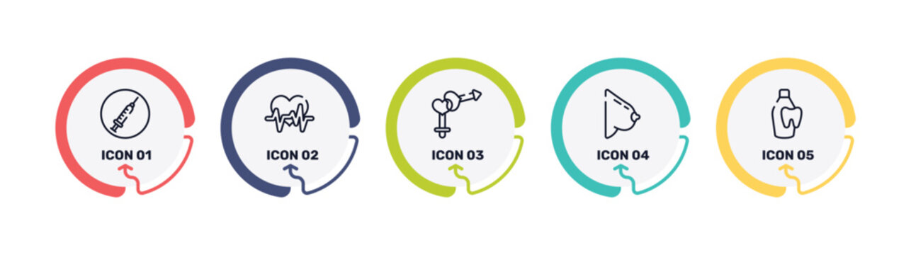 dentist outline icon set featuring drug abuse, heart frequency, male and female gender, bosom icons.