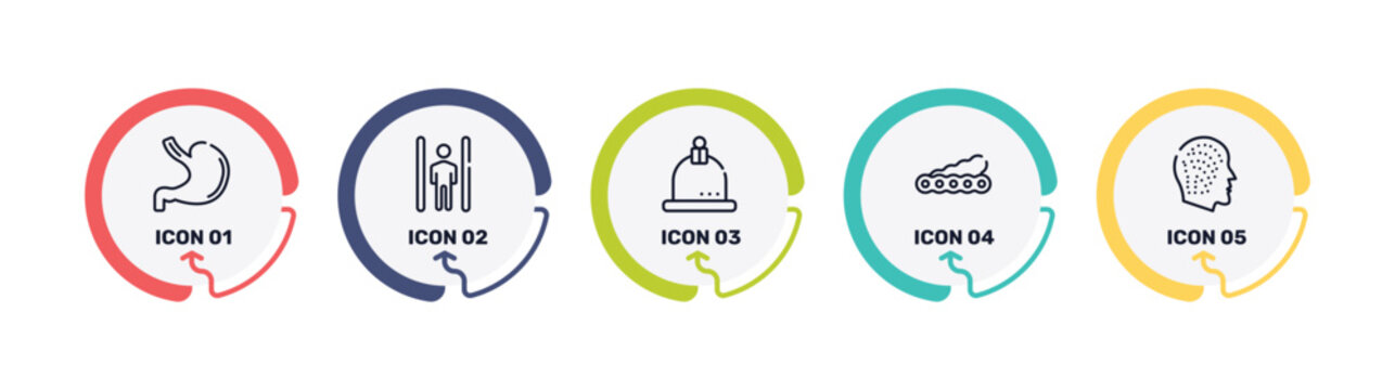 allergies outline icon set featuring stoh, inversion therapy, cupping, soy icons.