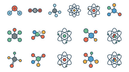 Fototapeta premium Atomic structures and molecular models illustrations