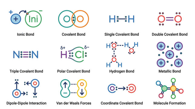 Chemical bonds and interactions illustrated in a detailed molecular structure diagram
