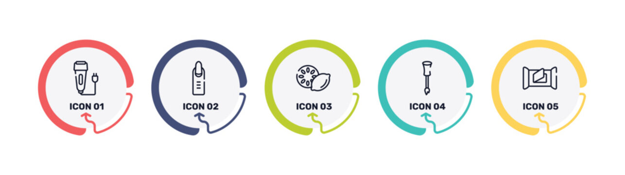 make up outline icon set featuring electric razor, nail, lemon slice, nail brush icons.