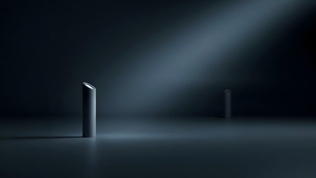 Cylindrical beacon projecting light into dark space &ndash; Suitable for visionary leadership concepts, strategic guidance, or abstract design.
