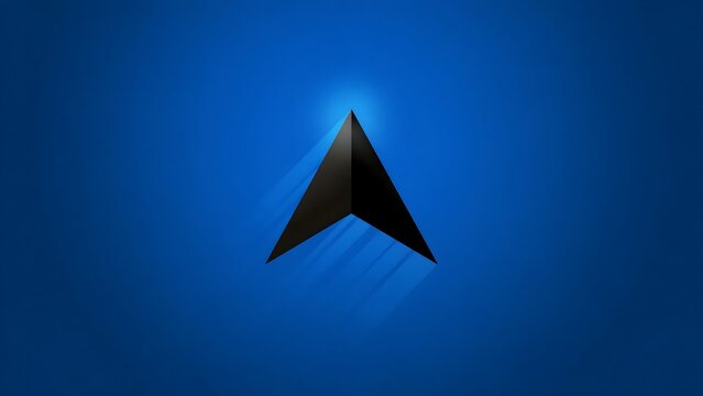 Black equilateral triangle pointing upward on blue &ndash; Ideal for business ambition, momentum tracking, or geometric corporate logo.