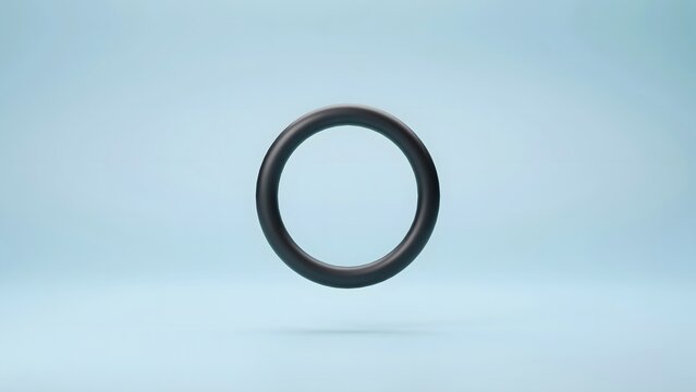 Matte black circular ring floating against blue gradient &ndash; Ideal for market access concepts, unified loop, or minimalist tech icon.