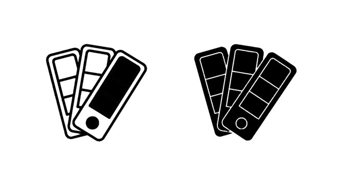Minimal black silhouette icon, simple flat vector, bold black shape, no, no shading color palette swatch icon set, vector illustration of paint samples on a, flat icon style