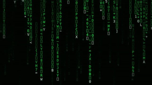 Classic Green Matrix Digital Rain Loop Futuristic Cyber Code Background Animation