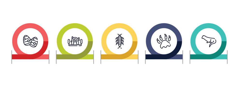animals outline icon set featuring easter egg, underwater photography, silverfish, paw print icons.