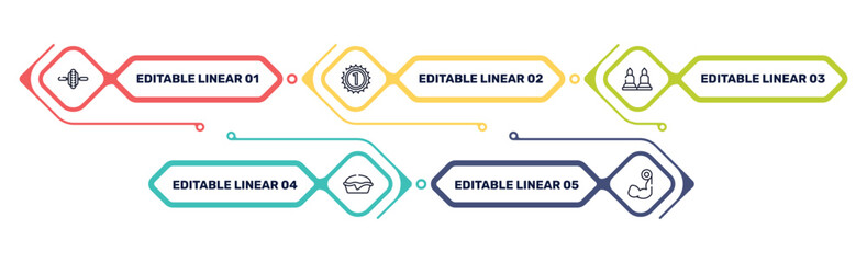 gym outline icon set featuring electric unicycle, number one, munition, pies icons. © VectorStockDesign