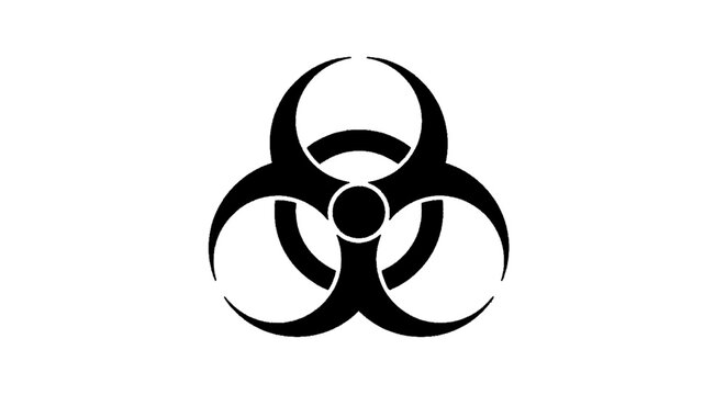 Minimal black silhouette icon, simple flat vector, bold black shape, no, no shading biohazard symbol icon, vector illustration on a, flat icon style