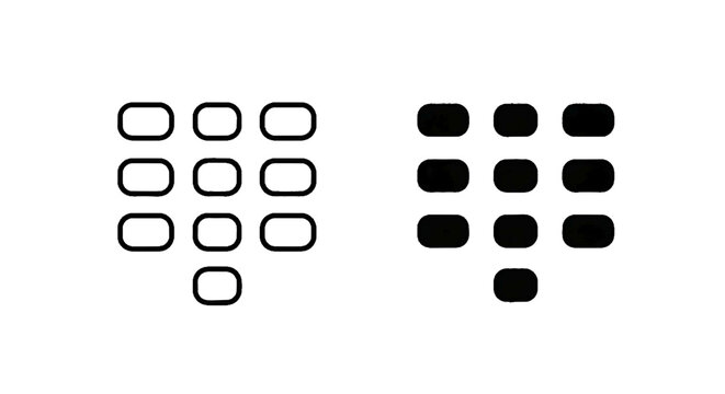 Minimal black silhouette icon, simple flat vector, bold black shape, no, no shading numeric keypad outline and solid icons on a, flat icon style