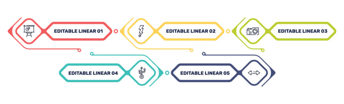 cursors and pointers outline icon set featuring statistics presentation, lightning electric energy, vintage camera, usb icons.