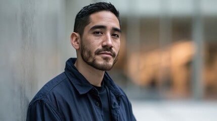 Fototapeta premium Neurodiversity Workplace Young Mexican Athletic Man In Soft Light